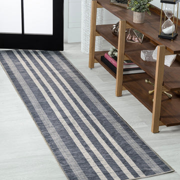Vichy Geometric Striped Machine-washable Area Rug